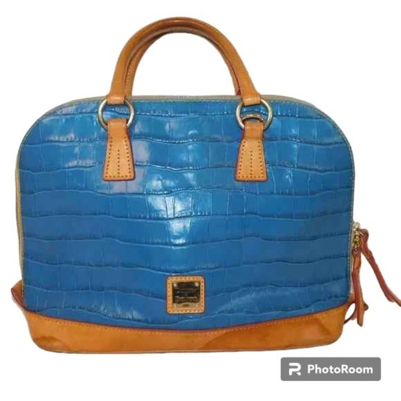 Dooney & Bourke Blue Crocodile Satchel Rare Color! Handbag Purse - Picture 1 of 16